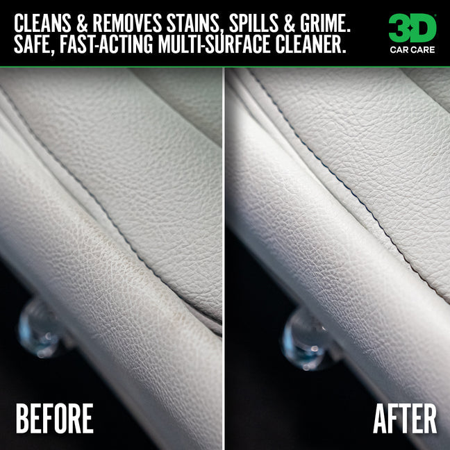 3D LVP Interior Cleaner - Removes Dirt, Grime, Grease, Oil & Stains from  Leather, Vinyl & Plastic - Great for Seats, Steering Wheels, Door Panels